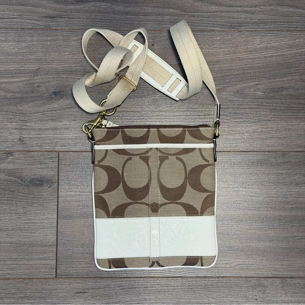 Coach vintage Signature Brown and Cream Crossbody Bag